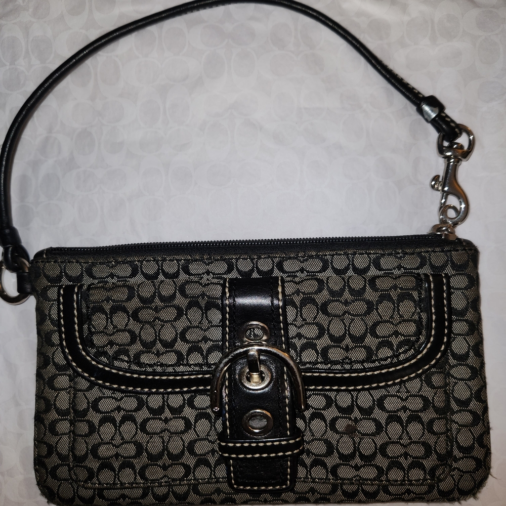 Coach Black and Gray Signature Wristlet